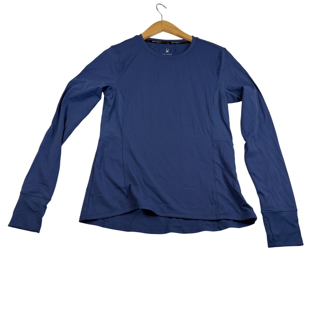 Spyder Active Womens Blue Long Sleeve Performance Top Thumbholes Size M SP1000U